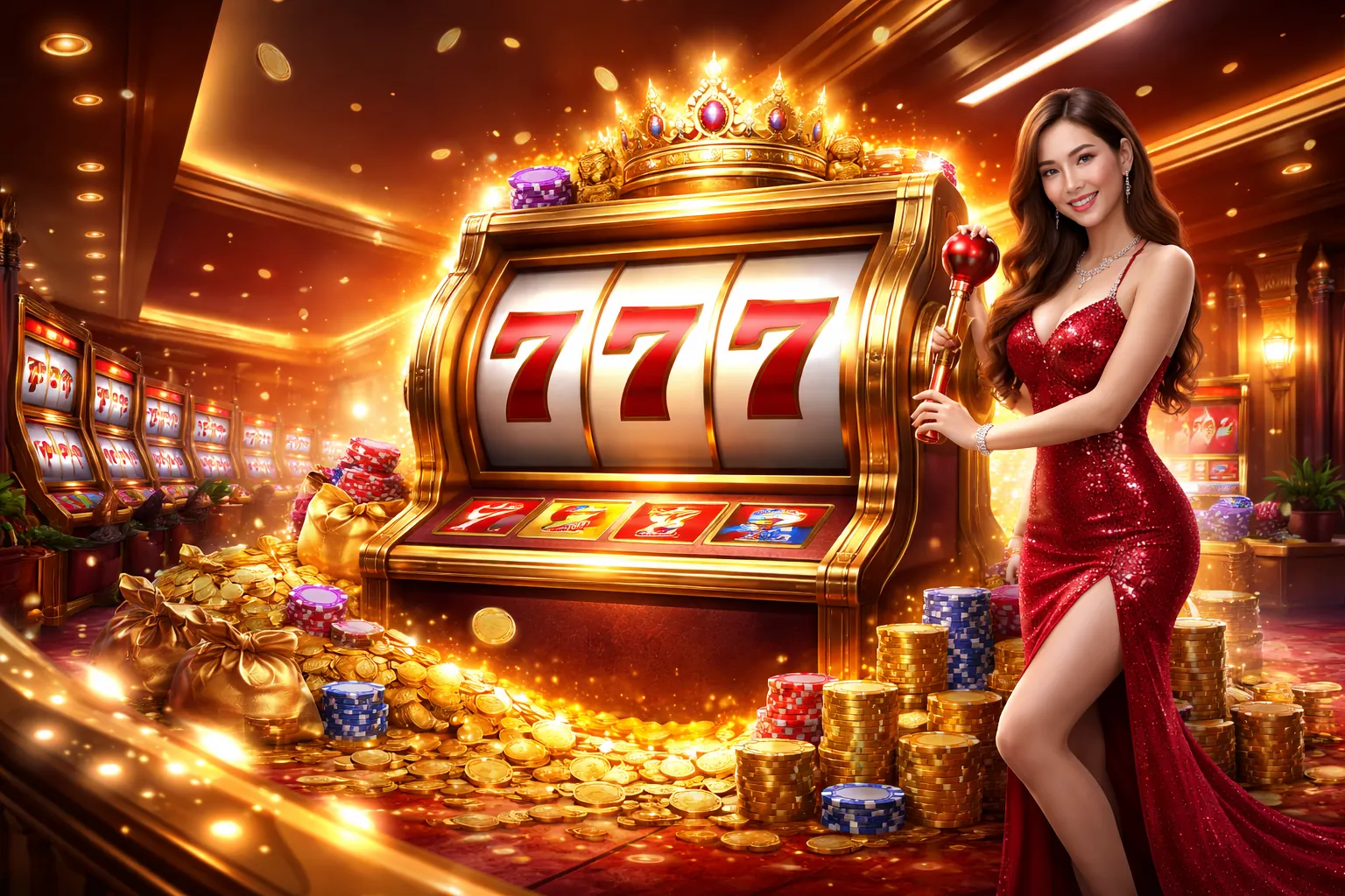 Sảnh máy đánh bạc helo888 apk sôi động với nhiều trò chơi slot game đầy màu sắc